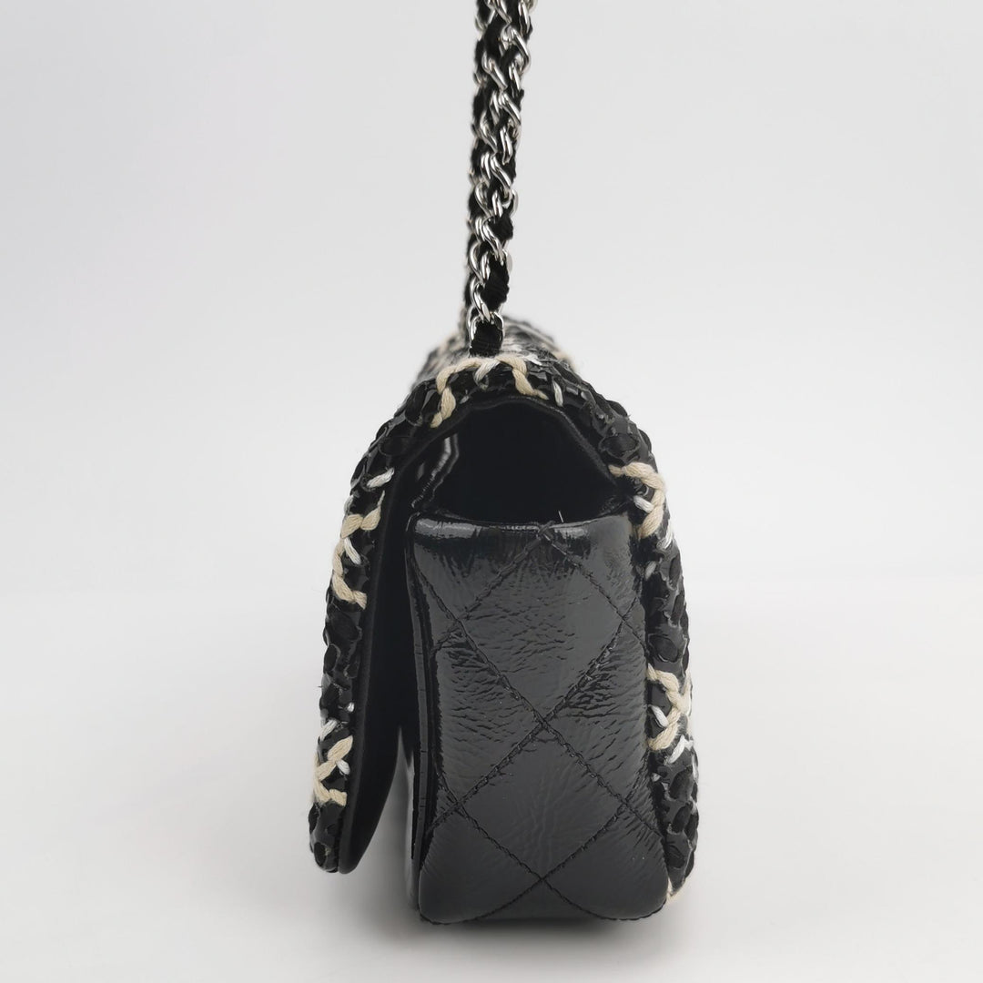Chanel 2011 CC Full Flap Bag Woven Stitch Patent Medium