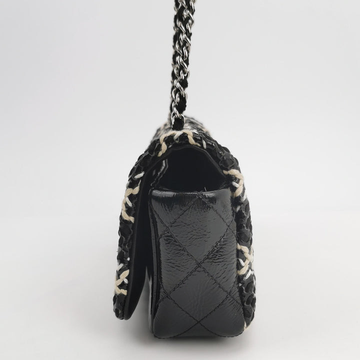 Chanel 2011 CC Full Flap Bag Woven Stitch Patent Medium