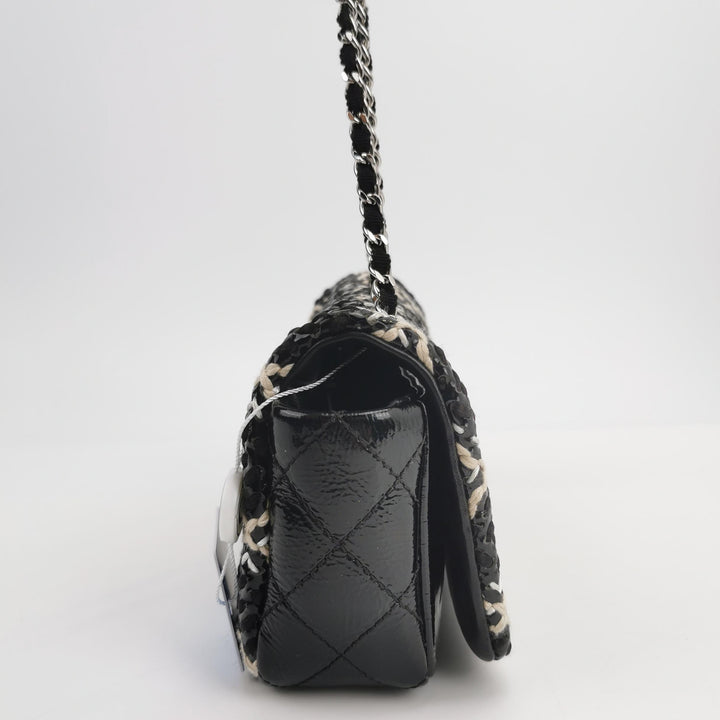Chanel 2011 CC Full Flap Bag Woven Stitch Patent Medium