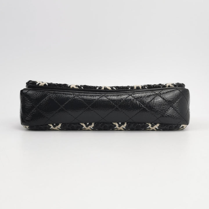 Chanel 2011 CC Full Flap Bag Woven Stitch Patent Medium