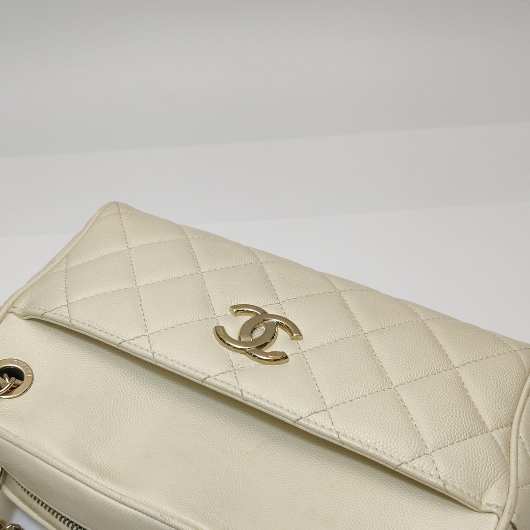 Chanel Camera Bag in Caviar Leather Off-White