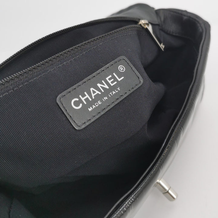 Chanel 2011 CC Full Flap Bag Woven Stitch Patent Medium