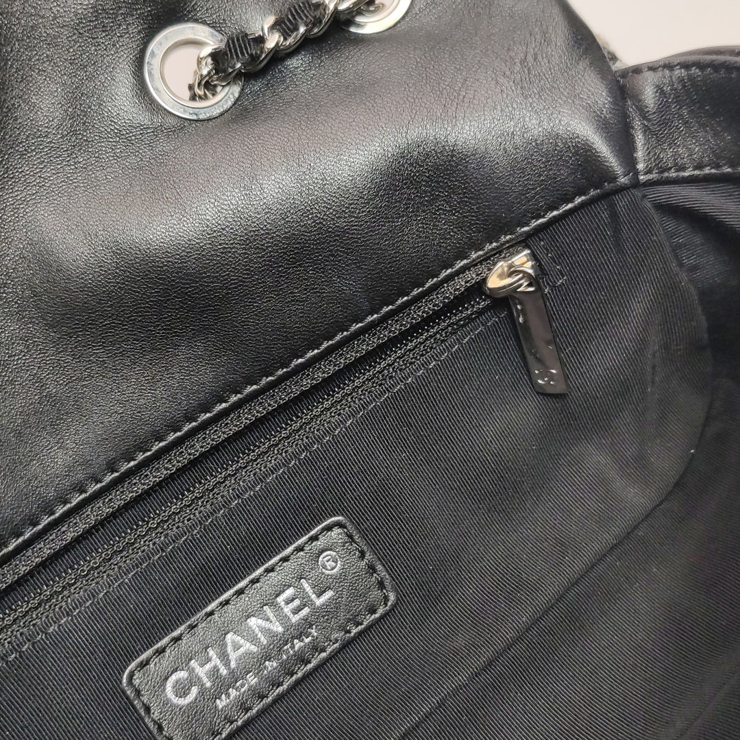 Chanel 2011 CC Full Flap Bag Woven Stitch Patent Medium