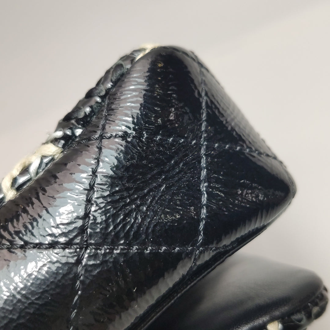 Chanel 2011 CC Full Flap Bag Woven Stitch Patent Medium