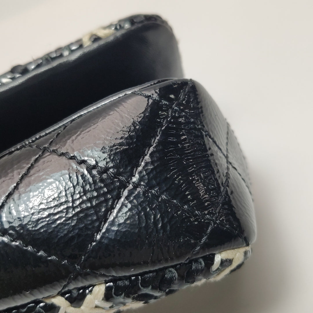 Chanel 2011 CC Full Flap Bag Woven Stitch Patent Medium