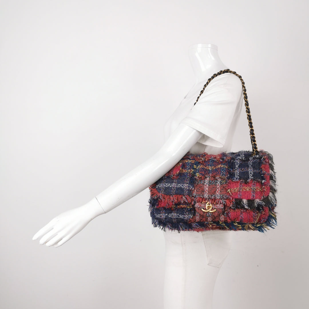 Chanel 2015 Red Tweed Large Flap Red