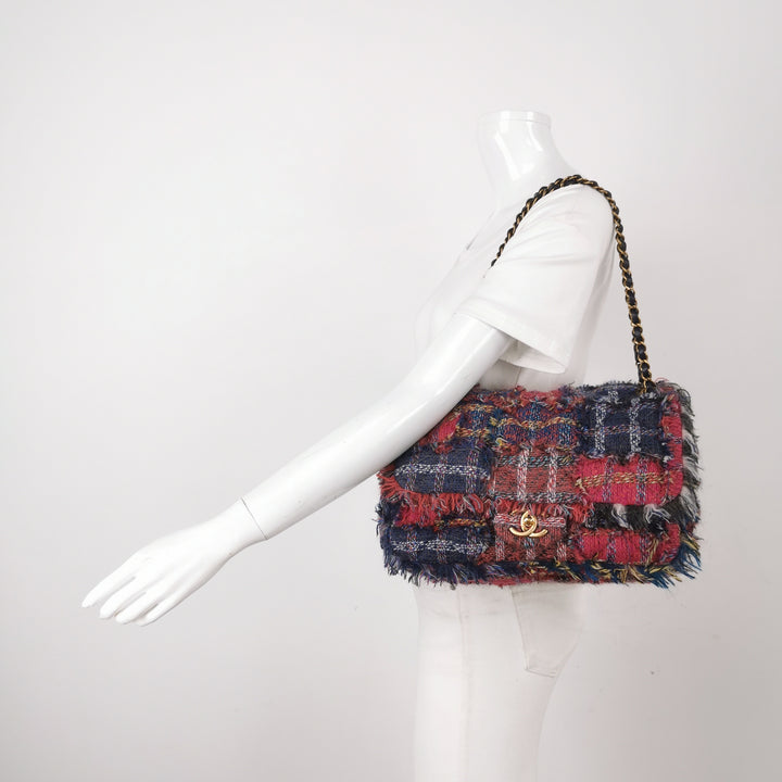 Chanel 2015 Red Tweed Large Flap Red