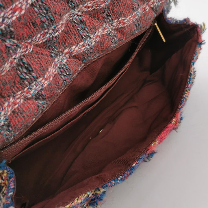 Chanel 2015 Red Tweed Large Flap Red
