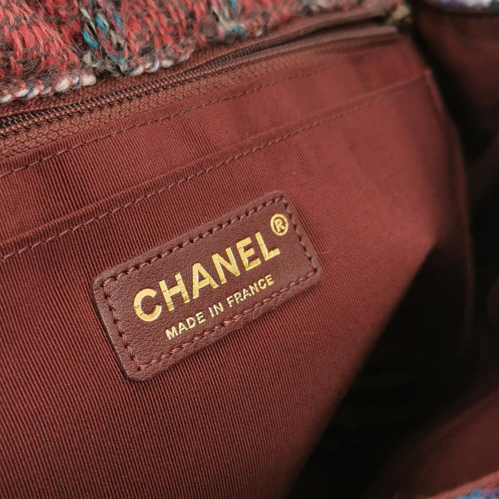 Chanel 2015 Red Tweed Large Flap Red