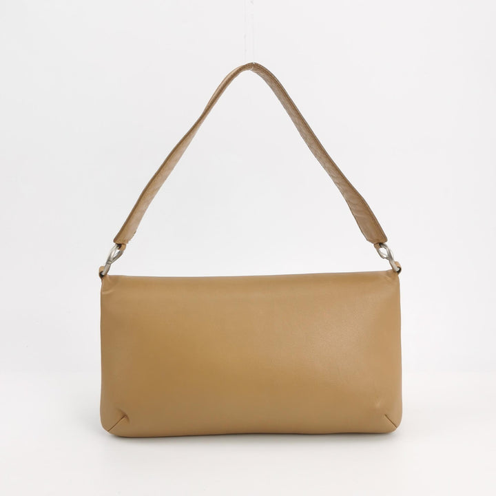 Chanel Vintage Chocolate Bar Mademoiselle Pochette Medium Beige Calfskin Leather
