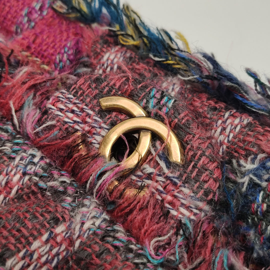 Chanel 2015 Red Tweed Large Flap Red