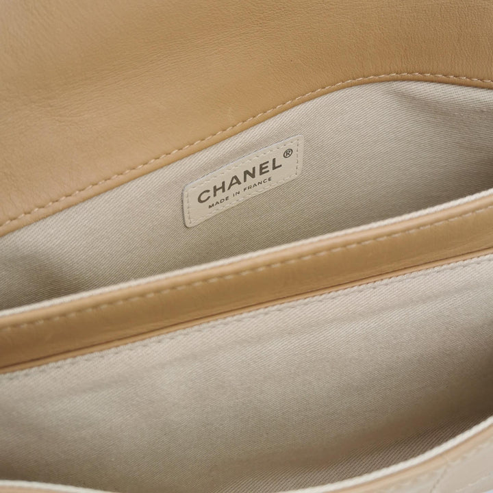 Chanel Vintage Chocolate Bar Mademoiselle Pochette Medium Beige Calfskin Leather