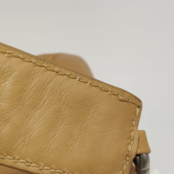 Chanel Vintage Chocolate Bar Mademoiselle Pochette Medium Beige Calfskin Leather