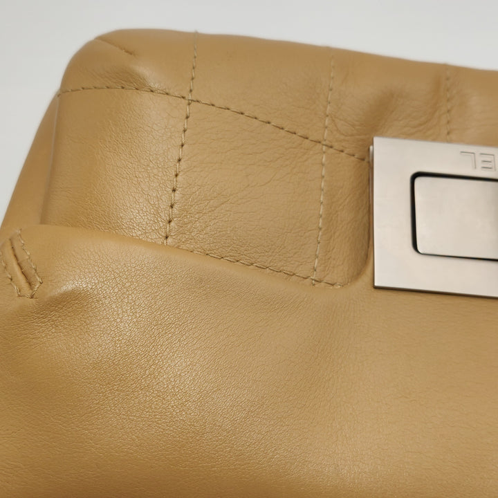 Chanel Vintage Chocolate Bar Mademoiselle Pochette Medium Beige Calfskin Leather