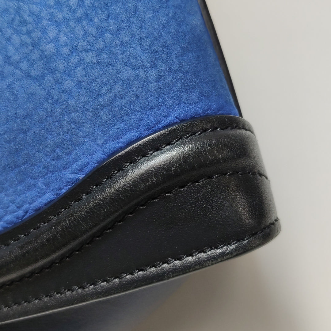 Celine Bicolour Leather Nano Luggage Tote Bag Black Blue
