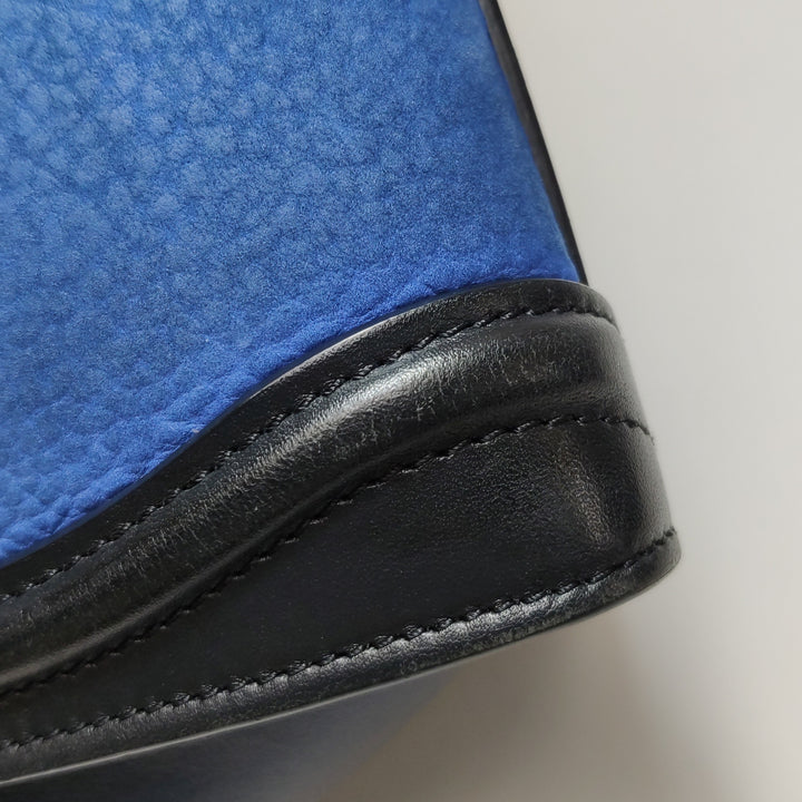Celine Bicolour Leather Nano Luggage Tote Bag Black Blue