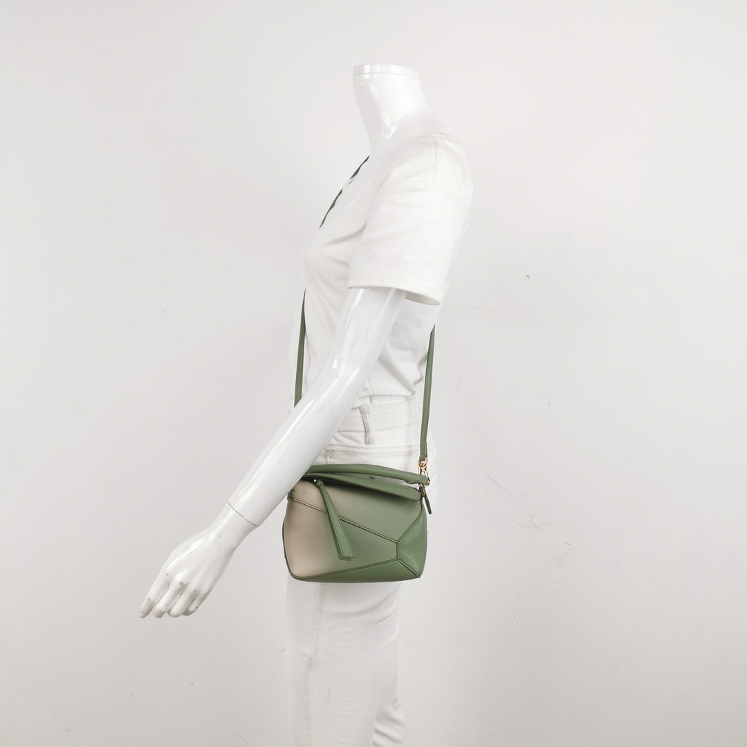 Loewe Mini Puzzle Calfskin Paula's Ibiza Degrade  Bag Rosemary Light Oak