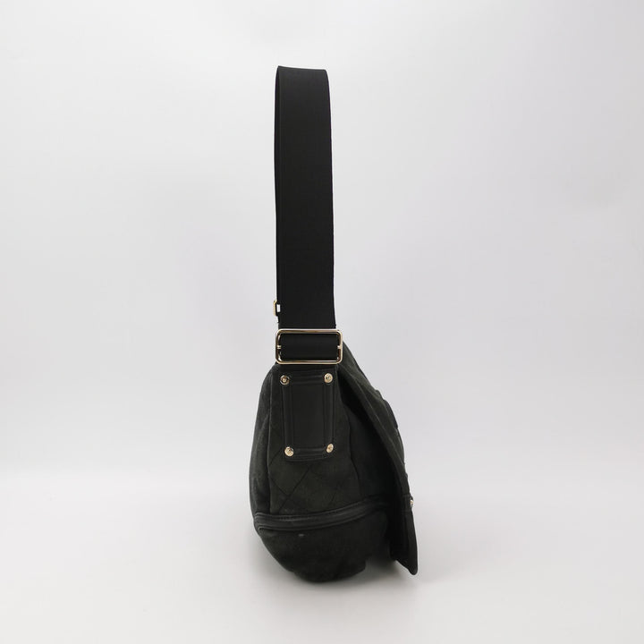 Chanel Vintage Medium Suede Large CC Crossbody Bag Black