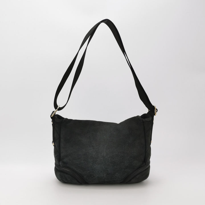 Chanel Vintage Medium Suede Large CC Crossbody Bag Black