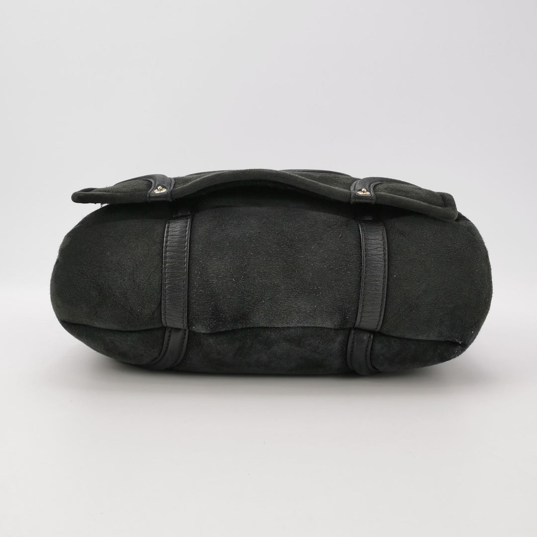 Chanel Vintage Medium Suede Large CC Crossbody Bag Black