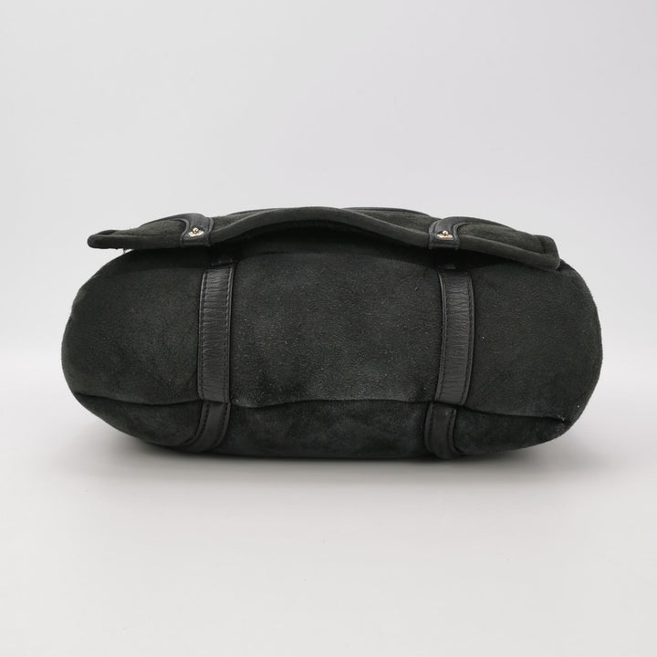 Chanel Vintage Medium Suede Large CC Crossbody Bag Black