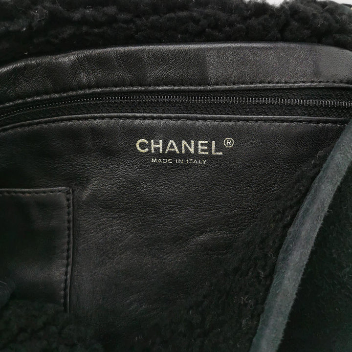 Chanel Vintage Medium Suede Large CC Crossbody Bag Black