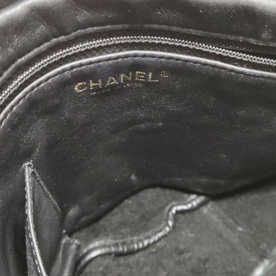 Chanel Vintage Medium Suede Large CC Crossbody Bag Black