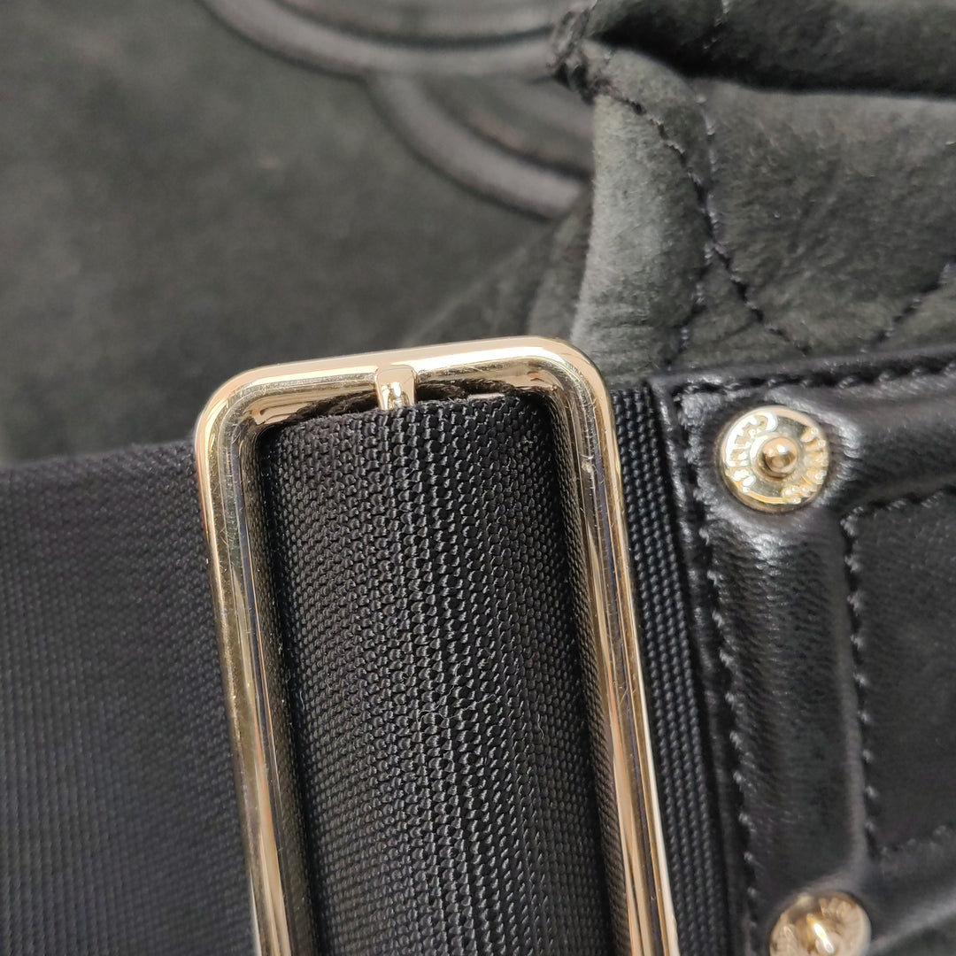 Chanel Vintage Medium Suede Large CC Crossbody Bag Black