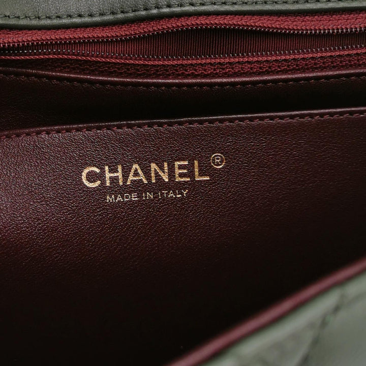 Chanel 2017 Bi-Colour Single Flap Bag Green Pink Lambskin Quilted