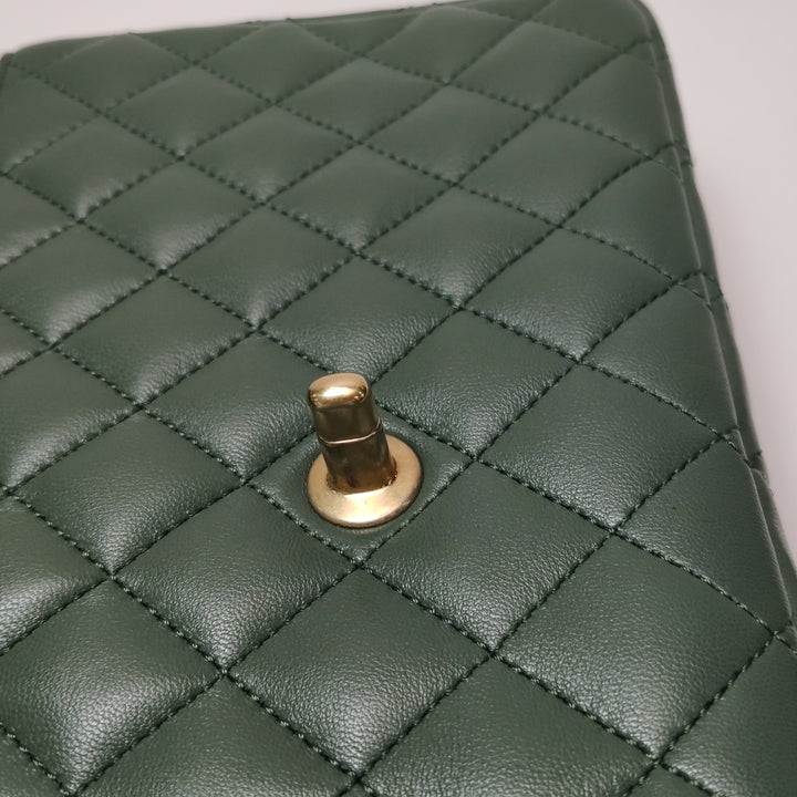 Chanel 2017 Bi-Colour Single Flap Bag Green Pink Lambskin Quilted