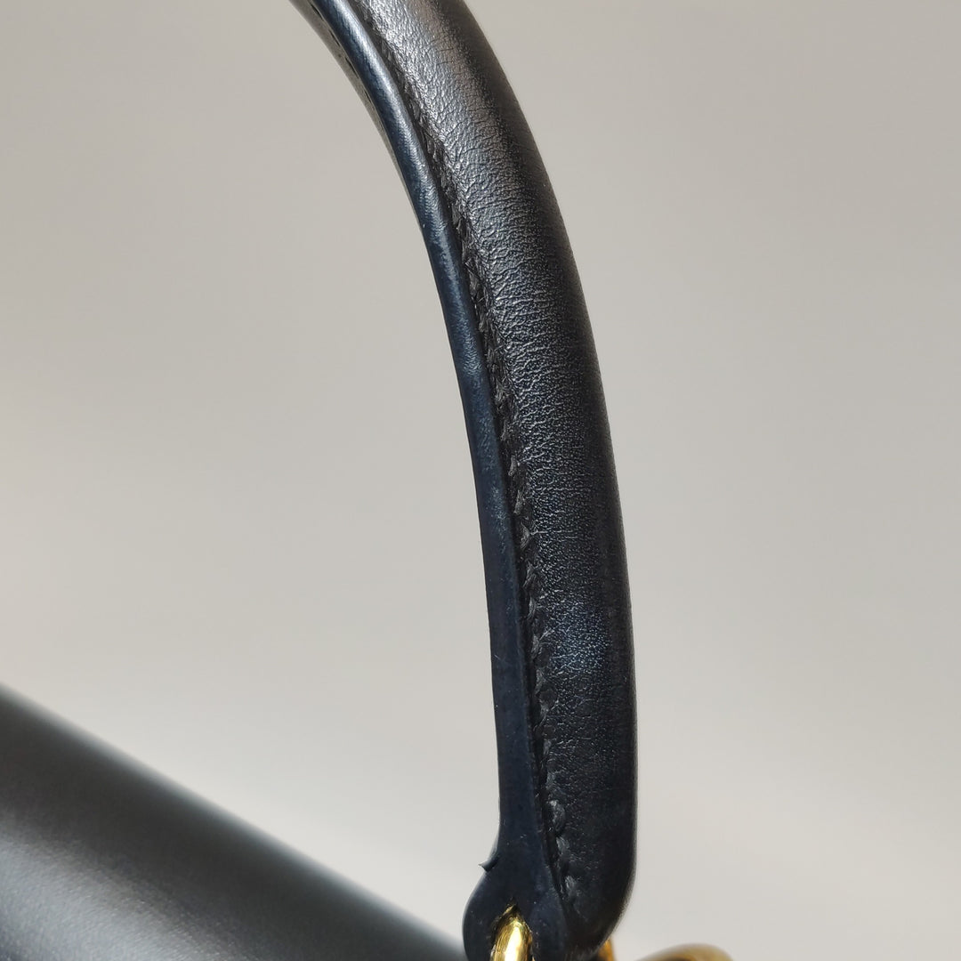 Hermes Kelly Vintage 32 In Black Sellier Box Bag