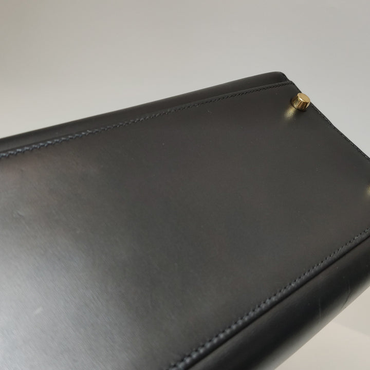Hermes Kelly Vintage 32 In Black Sellier Box Bag