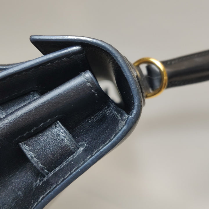 Hermes Kelly Vintage 32 In Black Sellier Box Bag