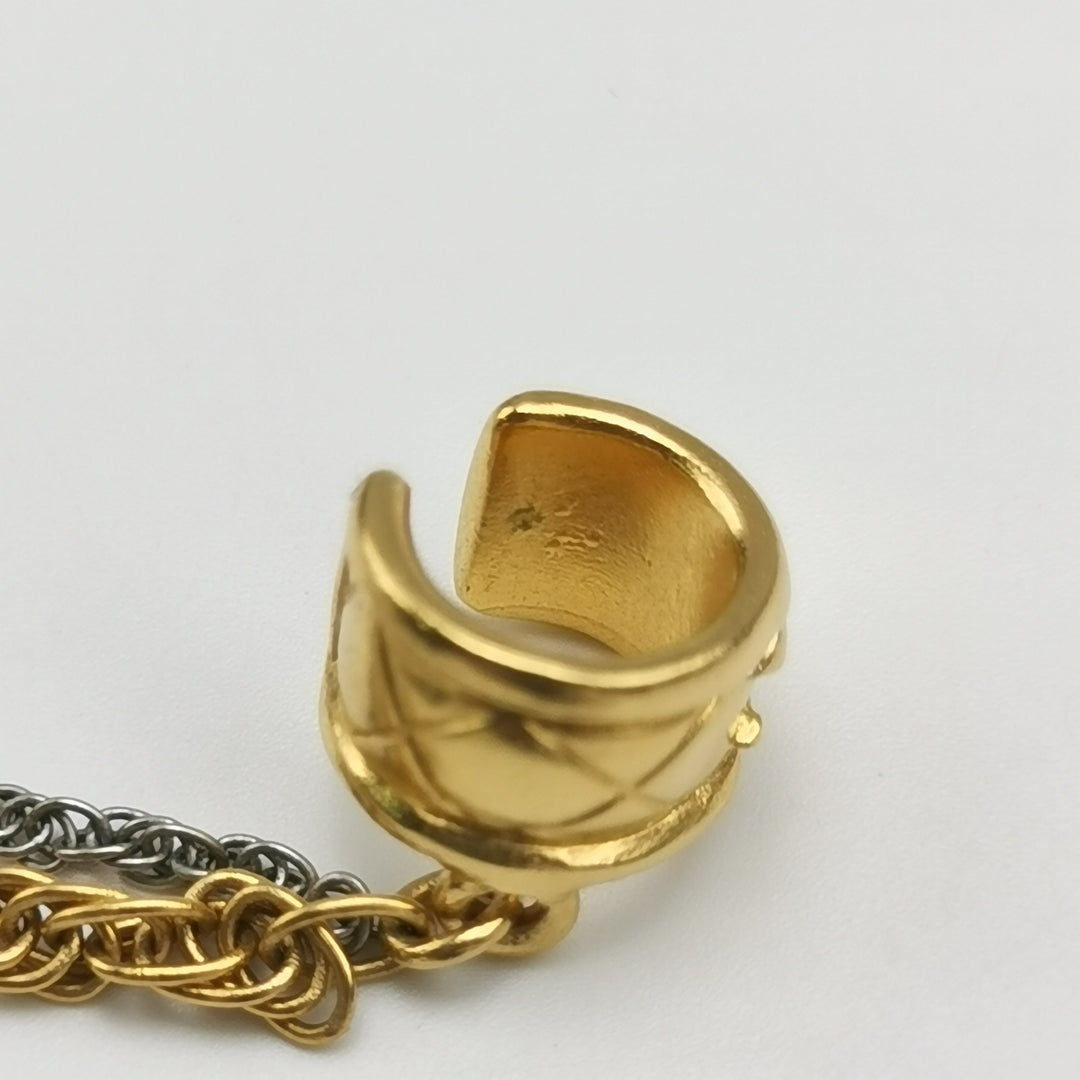 Chanel Crystal CC Chain Cuff Single Earring Gold Silver