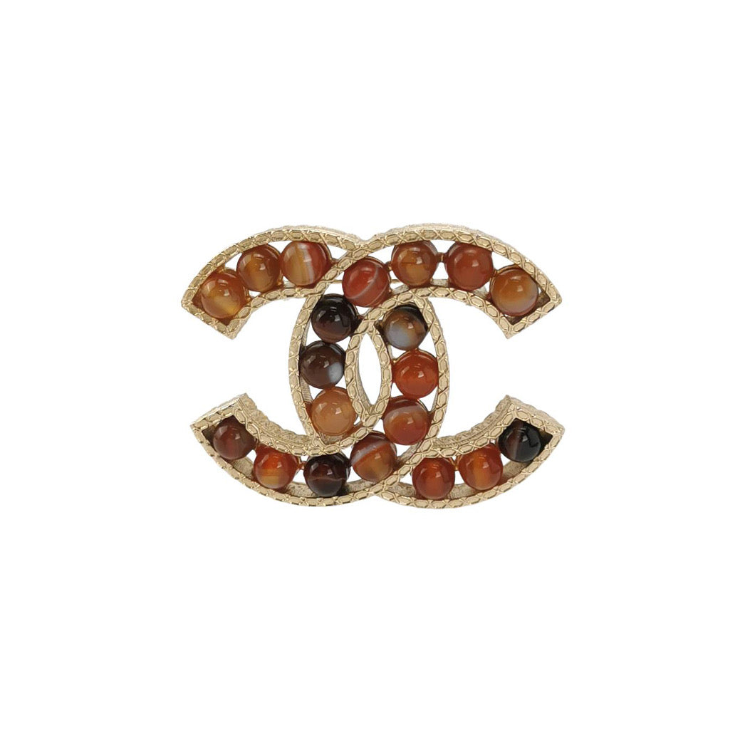 Chanel Bead CC Brooch Gold