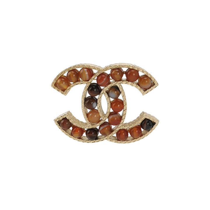 Chanel Bead CC Brooch Gold
