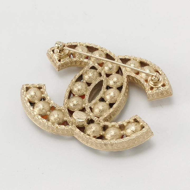 Chanel Bead CC Brooch Gold