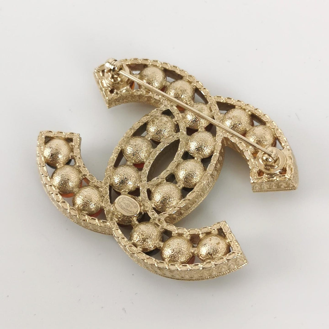 Chanel Bead CC Brooch Gold