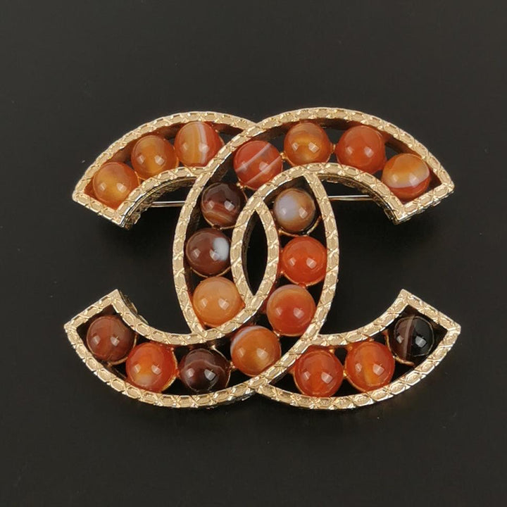 Chanel Bead CC Brooch Gold