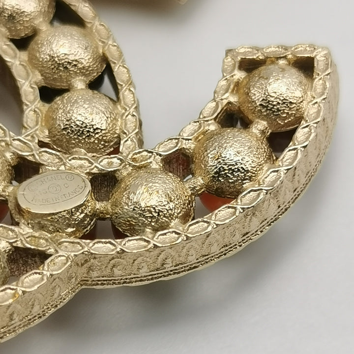 Chanel Bead CC Brooch Gold
