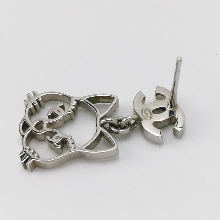 Chanel Strass Choupette Cat Emoji CC Drop Earrings