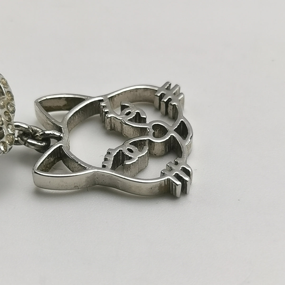 Chanel Strass Choupette Cat Emoji CC Drop Earrings