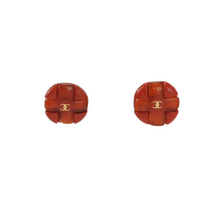 Chanel Vintage Red CC Logo Studs