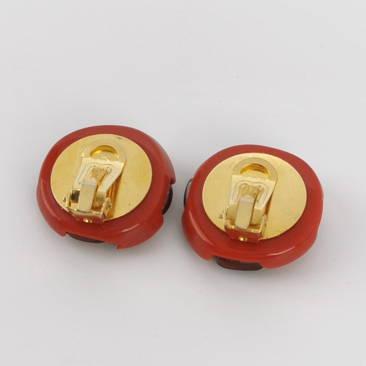Chanel Vintage Red CC Logo Studs