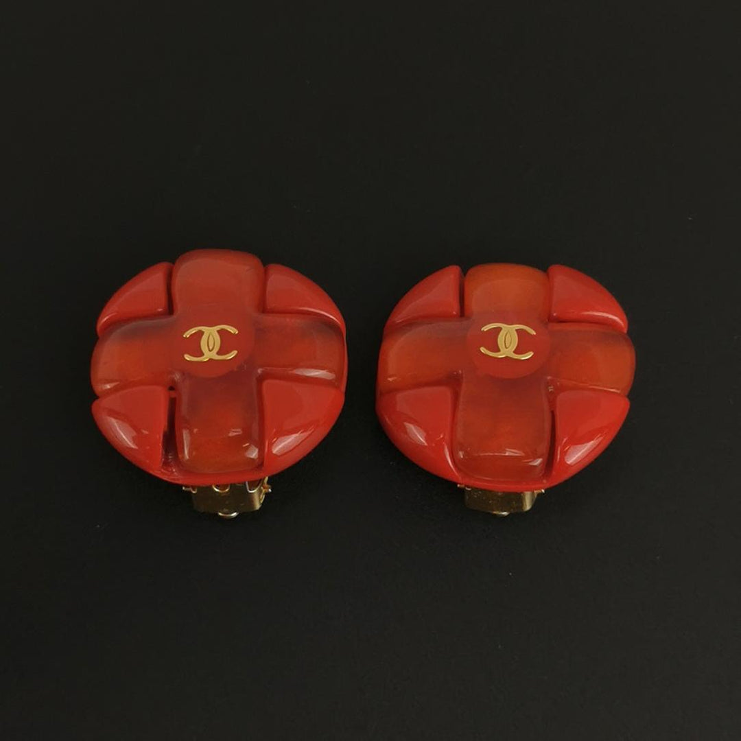 Chanel Vintage Red CC Logo Studs