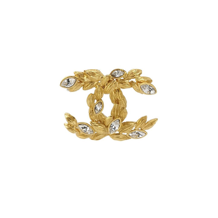 Chanel Wheat Sheaf CC Logo Gold Brooch