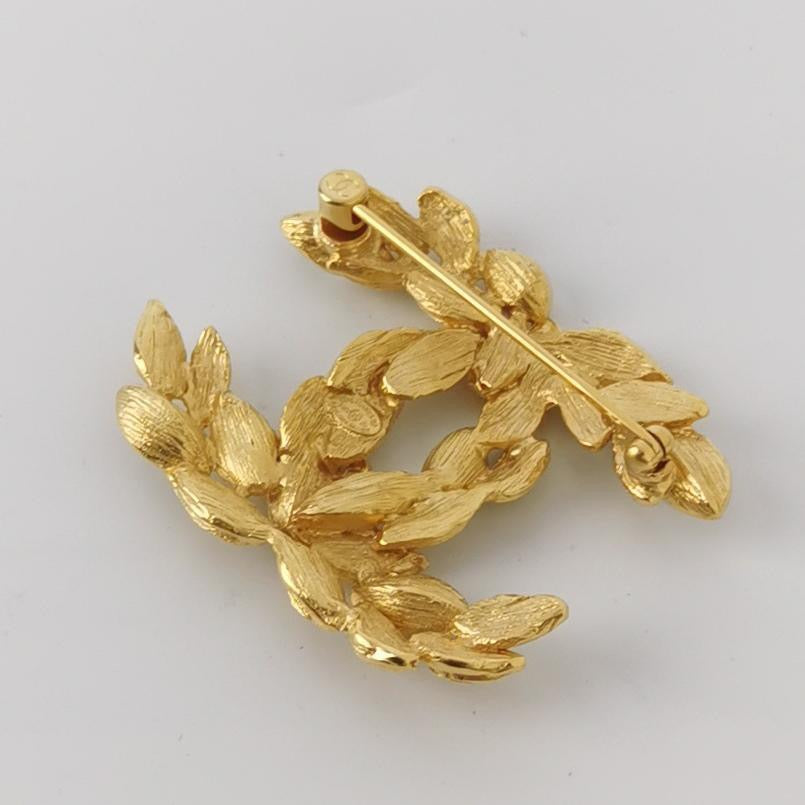Chanel Wheat Sheaf CC Logo Gold Brooch