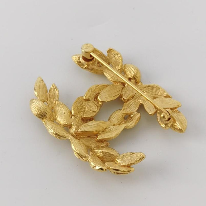 Chanel Wheat Sheaf CC Logo Gold Brooch