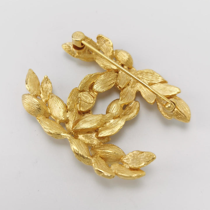 Chanel Wheat Sheaf CC Logo Gold Brooch