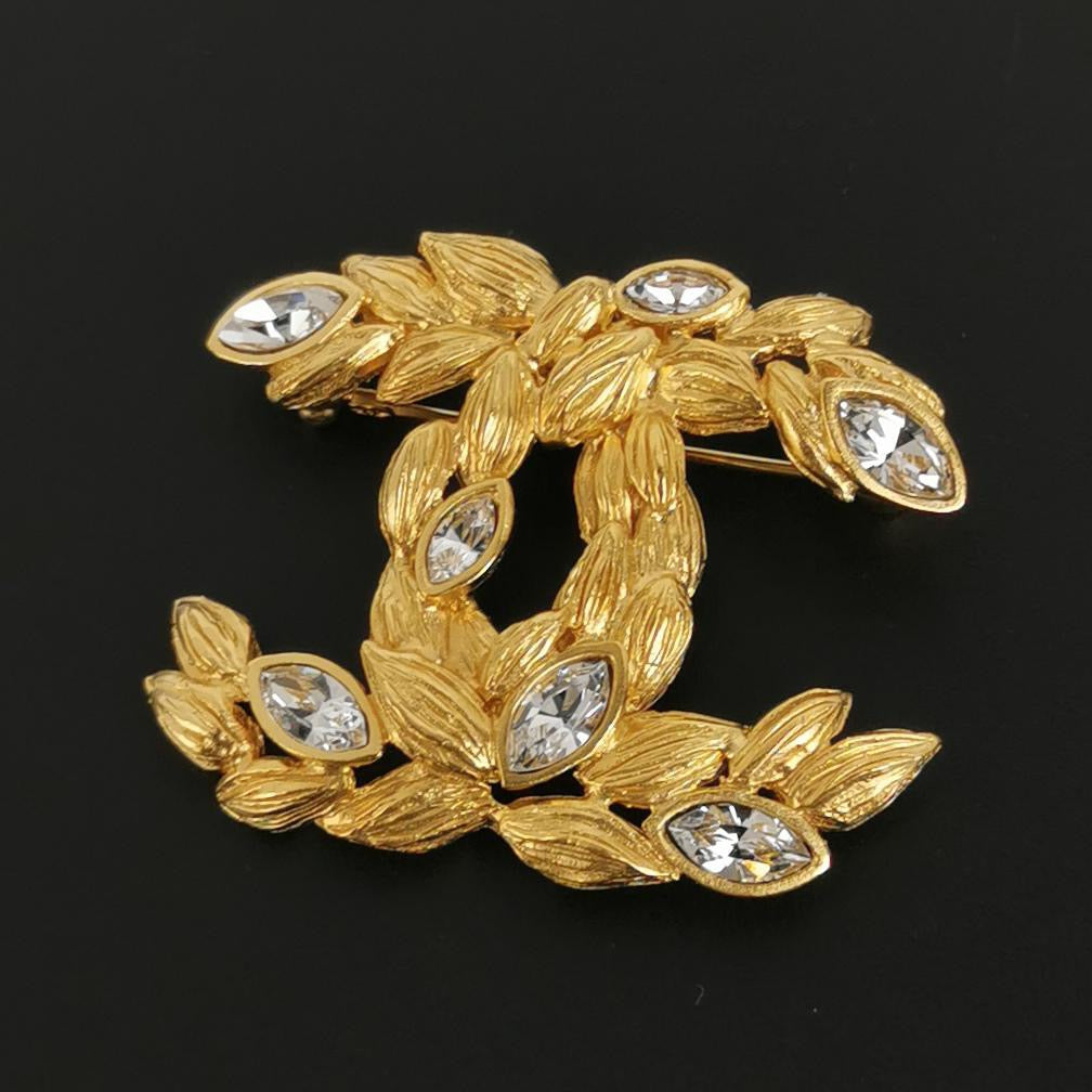 Chanel Wheat Sheaf CC Logo Gold Brooch